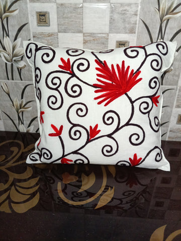 Luxurious Hand-Embroidered Bloom Cushion Cover - 16" x 16" Artisanal Home Decor