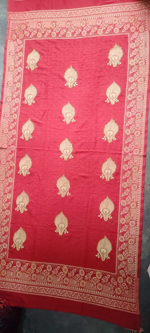 Beautiful Polywool Shawl with embroidery work