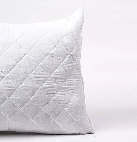 Premium White Quilted Cotton Pillow Protector with Zipper Closure